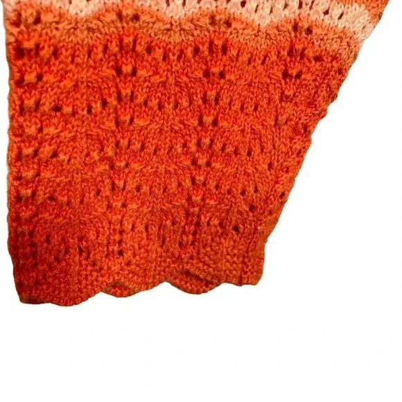 Vintage Diane Von Furstenberg Oversized Orange Striped Crochet Knit Sweater, 1X - Picture 4 of 8